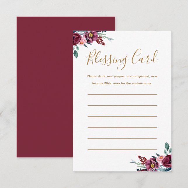 Informações Cartão de Bênção da Mãe Burgundy Cartão de Oração (Frente/Verso)