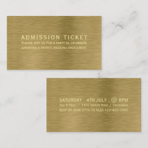 Informações Cartão de Bilhete de Admissão de Textura Dourada F