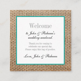 Informações Cartão de Boas-Vindas Burlap & Teal Wedding