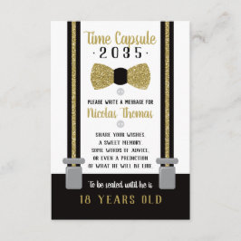 Informações Cartão de Cápsula de Aniversário, Preto, Faux Dour