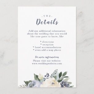 Informações Cartão de casamento azul empoeirado