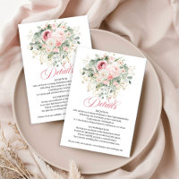 Cartão de Casamento com Rosas e Folhagens Bohemian