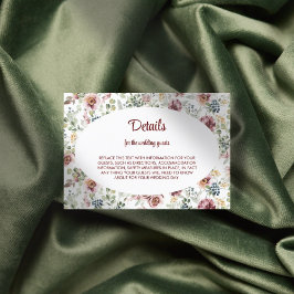 Informações Cartão de Casamento de Flores Pastosas Românticas