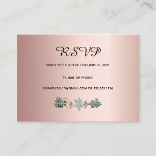 Informações Cartão de casamento RSVP flores suculentas rosa do