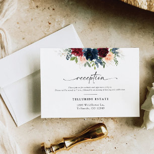 Informações Cartão de Cerimônia de Casamento Burgundy e Navy