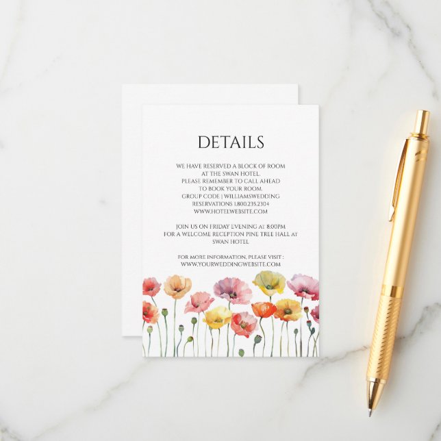 Informações Cartão de cerimônia de casamento de flores silvest (Frente/Verso In Situ)