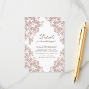 Informações Cartão de cerimônia de casamento Dusty rosa