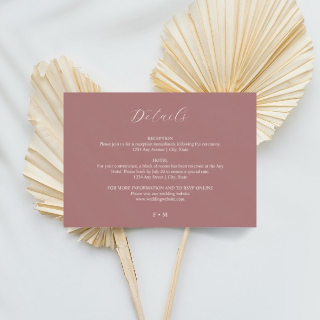 Informações Cartão de cerimônia de casamento Dusty rosa (Criador carregado)
