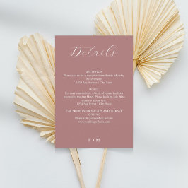 Informações Cartão de cerimônia de casamento Dusty rosa