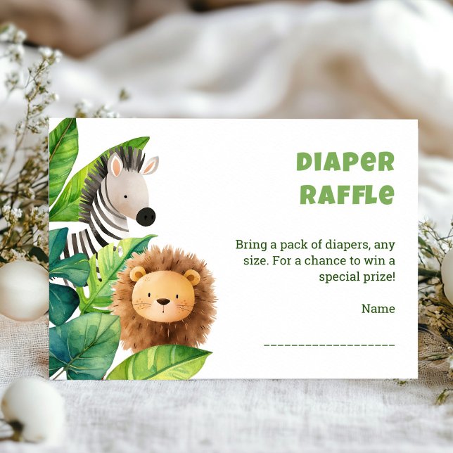 Informações Cartão de chá de bebê com aquarela de animais da s (Safari wild one baby shower enclosure card)