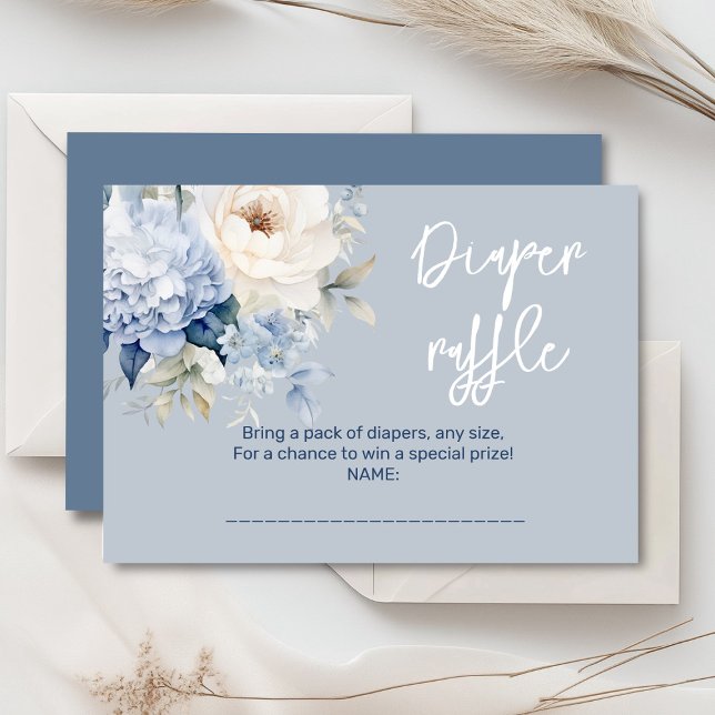 Informações Cartão de chá de bebê floral azul e branco empoeir (Dusty blue and beige watercolor peonies floral baby shower invitation, gender neutral)