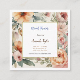 Informações Cartão de Chá de Bebê Minimalista com Flores em Aq