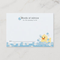 Cartão de Chá de fraldas Azul para Rapaz Ducky