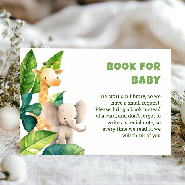 Informações Cartão de chá de fraldas de aquarela animal Safari (Safari wild one baby shower enclosure card)