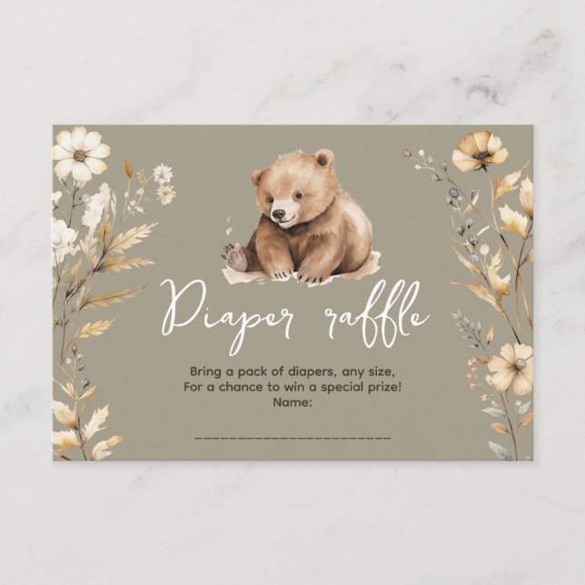 Informações Cartão de chá de fraldas de aquarela de urso bonit (Frente)