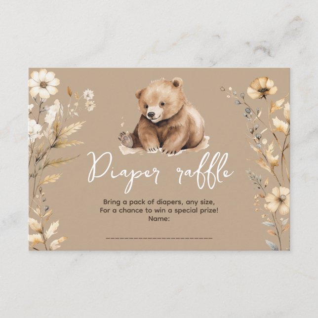 Informações Cartão de chá de fraldas de aquarela de urso bonit (Frente)