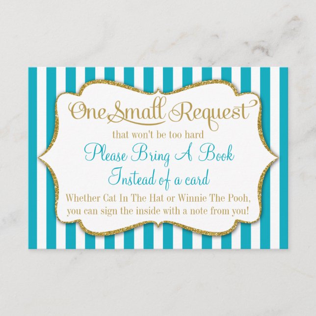 Informações Cartão de Chá de fraldas Dourado Turquesa Traga Um (Frente)