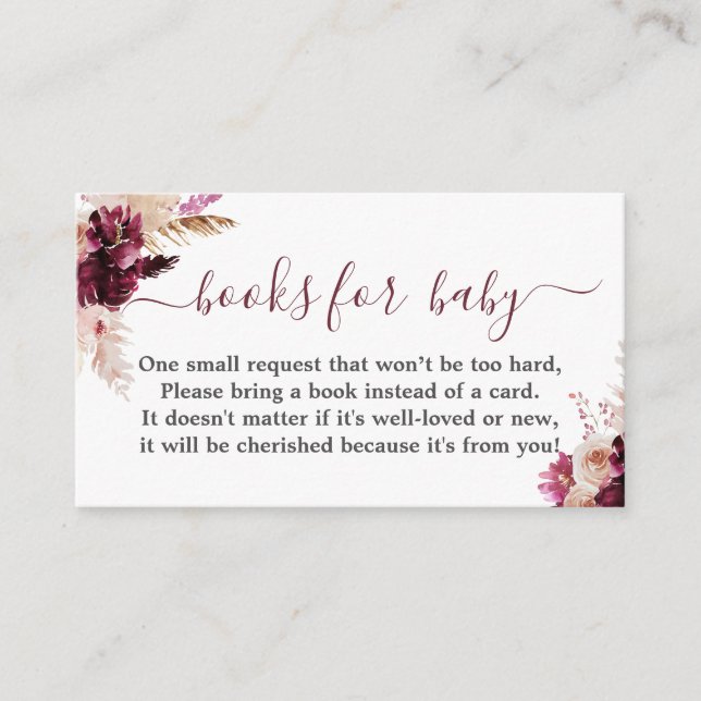 Informações Cartão de chá de fraldas para raparigas Burgundy B (Frente)