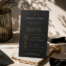 Cartão de Código de Vestimenta de Casamento Preto