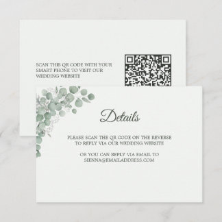 Informações Cartão de Código QR de Casamento em Verde Sage Min