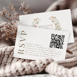 Informações Cartão de código QR de RSVP de casamento floral de
