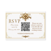 Cartão de código QR de RSVP Real Gilded