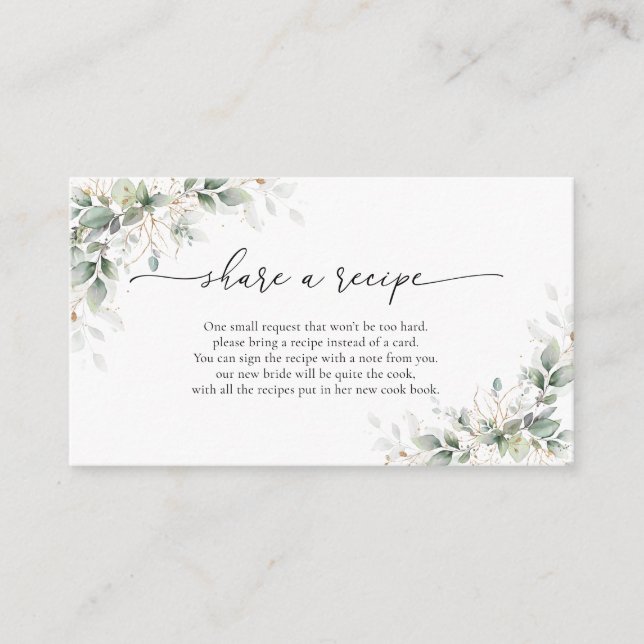 Informações Cartão de Compartilhe uma Receita para Chá de Noiv (Frente)