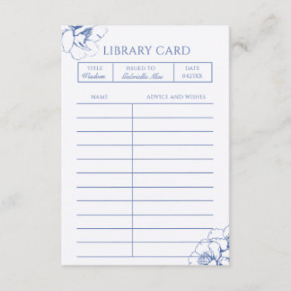 Informações Cartão de Conselho de Biblioteca Floral Azul para