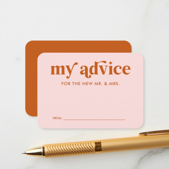 Informações Cartão de Conselho de Casamento Retro Cor-de-Rosa  (Frente/Verso In Situ)