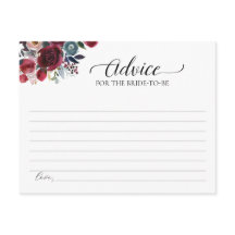 Cartão de Conselho Floral Borgonha Para a Noiva