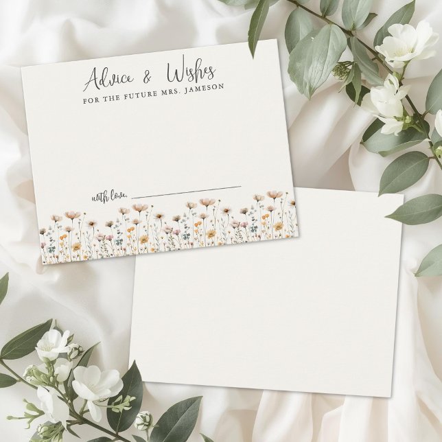 Informações Cartão de Conselho para Chá de Noiva com Flores Si (Wildflower Bridal Shower Advice Card)