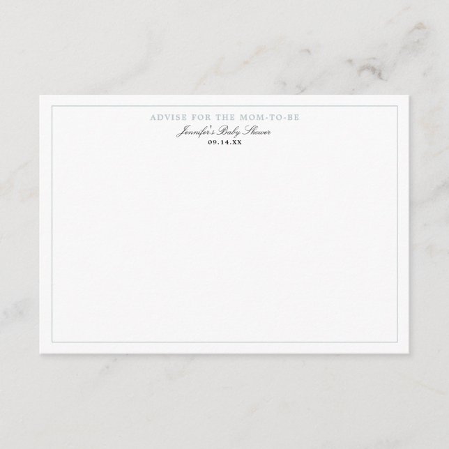 Informações Cartão de Conselhos para Chá de Bebê Menino em Azu (Frente)