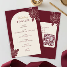 Cartão de Cronograma de Casamento com Arco Floral