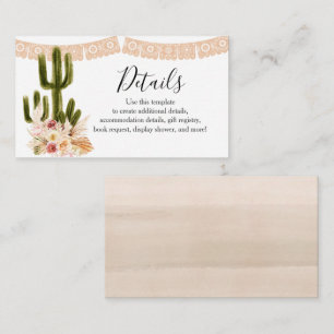 Informações Cartão de Detalhe Boho Cactus Taco sobre Amor Pamp
