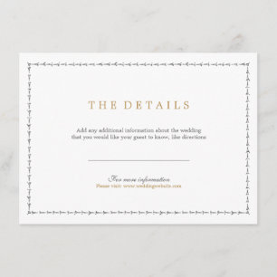 Informações Cartão de detalhe clássico formal elegante do