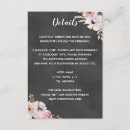 Informações Cartão de Detalhe de Casamento Boho Floral Chalkbo