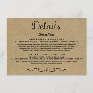 Informações Cartão de detalhe de casamento Kraft Country Rús