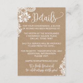 Informações Cartão de Detalhe de Casamento Russo Kraft Lace an