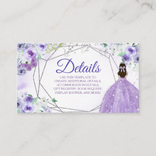 Informações Cartão de Detalhe de Quinceañera Roxo Prateado