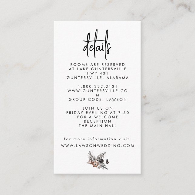 Informações Cartão de Detalhes Boho Gótico (Frente)