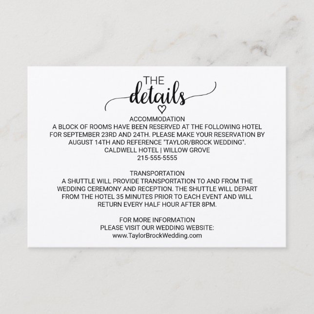 Informações Cartão de Detalhes da Caligrafia Kraft Simples (Frente)