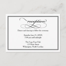 Informações Cartão de Detalhes da Recepção de casamento Preta 