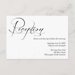 Informações Cartão de Detalhes da Recepção de casamento Preta 