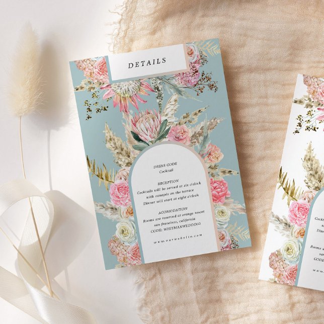 Informações Cartão de Detalhes da Recepção Teal Tropical Boêmi (Criador carregado)