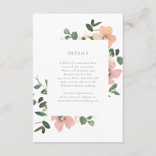 Informações Cartão de Detalhes de Amor de Jardim (Frente)