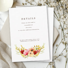 Informações Cartão de Detalhes de Aquarela de Flores Silvestre