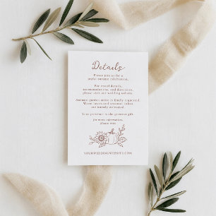 Informações Cartão de Detalhes de Casamento Abóbora da Colheit