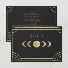 Informações cartão de detalhes de casamento art déco celestial