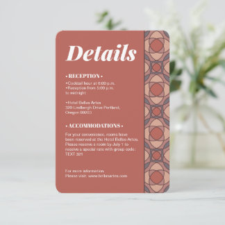 Informações Cartão de Detalhes de Casamento Art Déco Marsala e