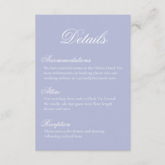 Informações Cartão de Detalhes de Casamento Azul